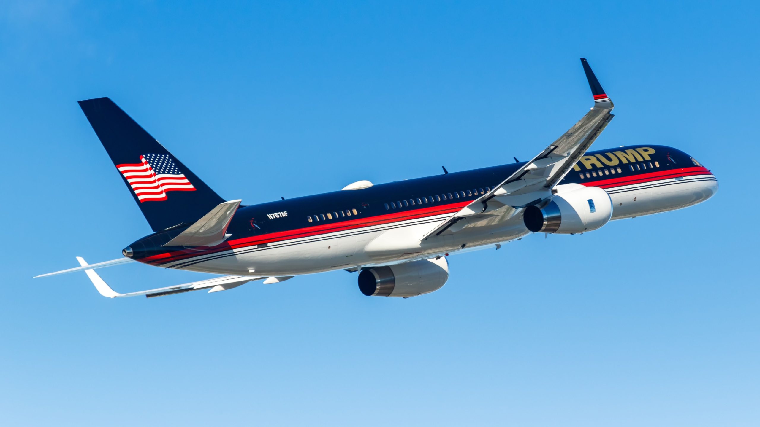 Donald Trumps Boeing 757, die an der Bodenkollision in West Palm Beach beteiligt sind