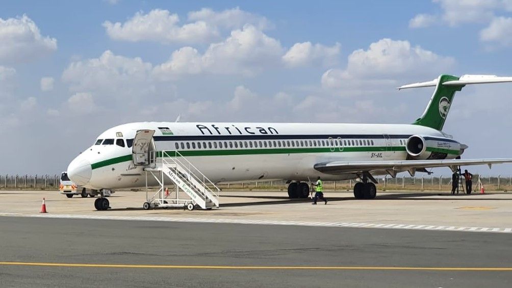 Afrikanische McDonnell Douglas MD-80 erleidet während der Landung schwere Schäden