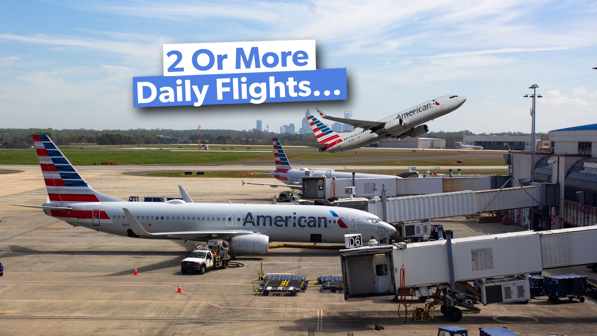 Die 9 häufigsten Boeing 737-800 Strecken von American Airlines von Charlotte