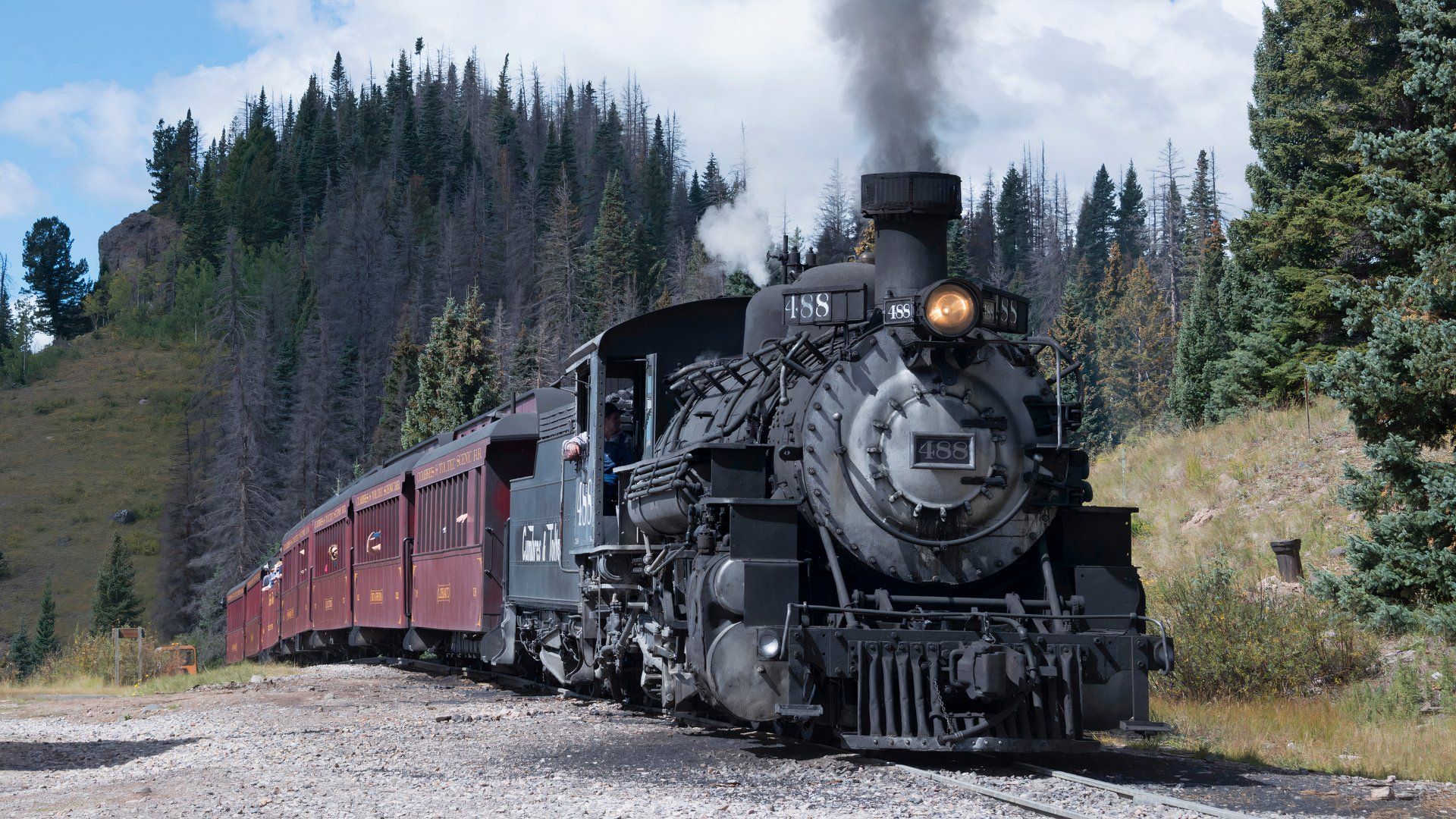 Diese Colorado Steam Lokomotive bietet den Passagieren einen Vintage 