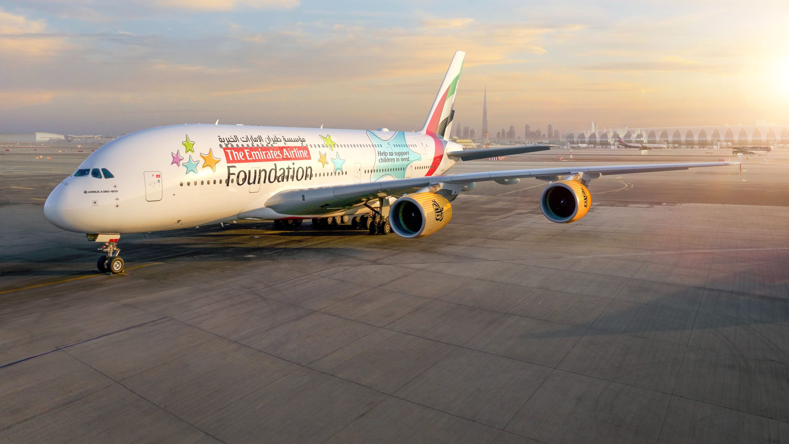 Die Emirates Airline Foundation Airbus A380 fliegt