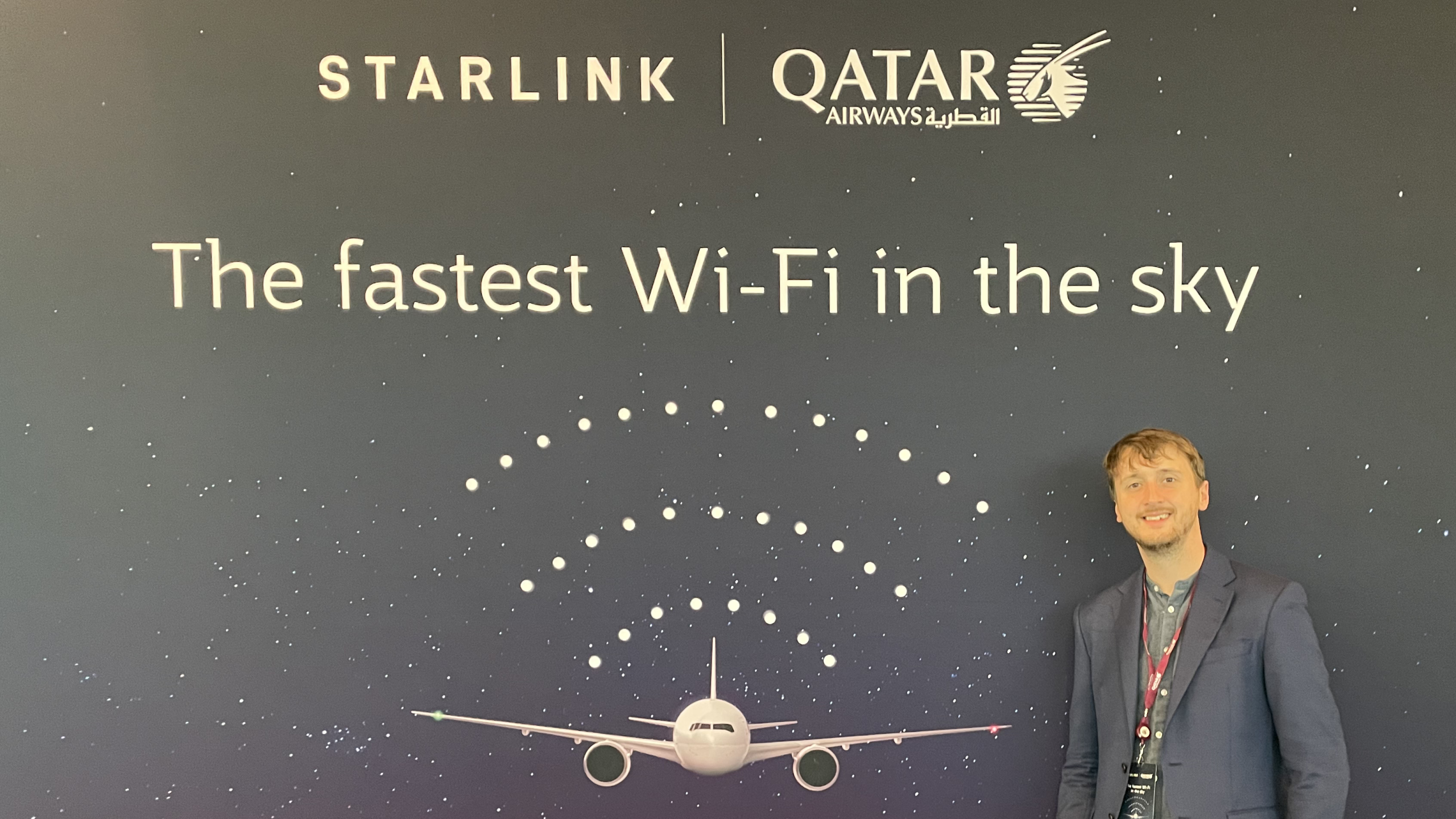 Wir haben Elon Musks Starlink für die Luftfahrt an Bord seines 1. Qatar Airways Boeing 777 