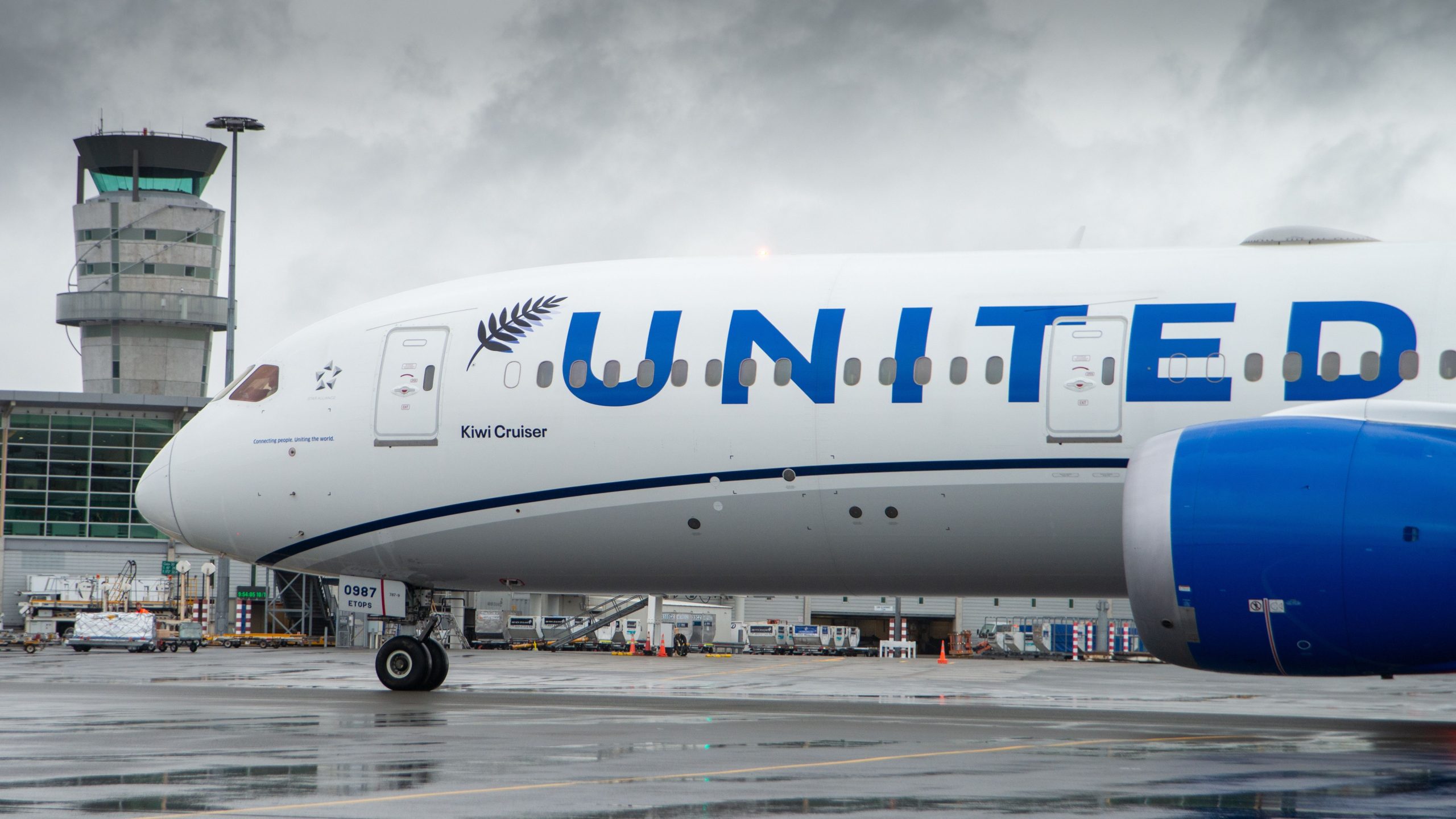 United Airlines Kiwi Cruiser Boeing 787 kehrt nach Christchurch zurück