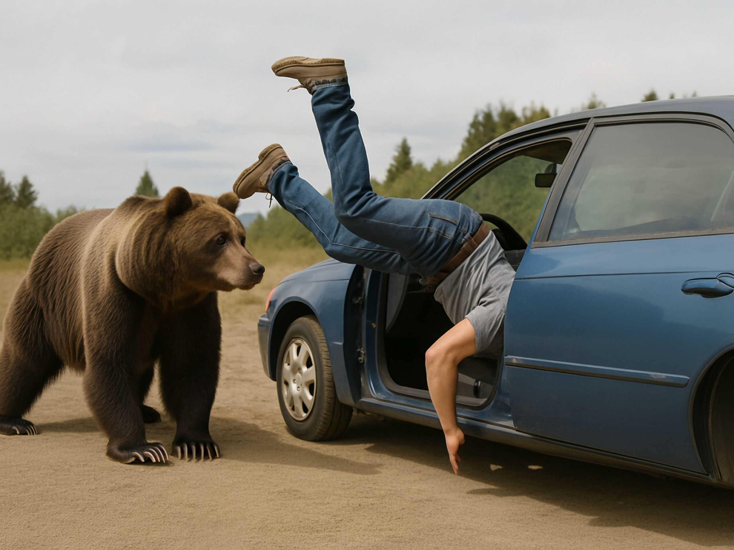 Oblivious National Park Besucher entkommt auf die ungewöhnlichste Weise mutiger Grizzlybär