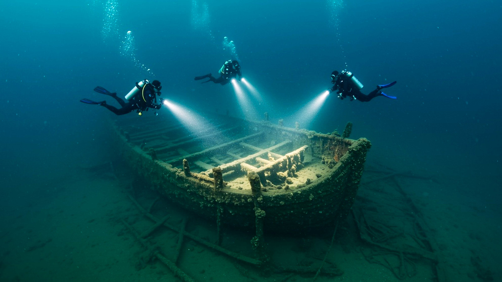 Archäologen, die betäubten, als Michigansee gerade einen längst verlorenen Schiffswrack hustete