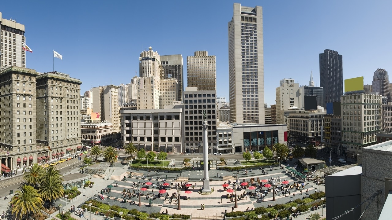 Der Union Square von San Francisco ist ein bequemer Ort, um sich zu entspannen und Sightseeing zu genießen